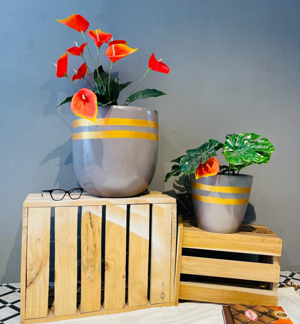 Gilded Grey Planter